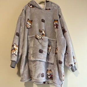 Oversized Blanket Hoodie with Sherpa Lining